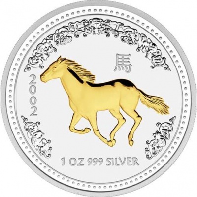 Австралия. 1 доллар. 2002 (Frosted Unc. Серебро. Позолота)