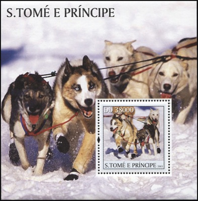 Сан-Томе и Принсипи. 2003. Собачьи упряжки (Блок. MNH OG)