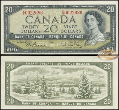 Канада. 20 долларов (Unc) 1954