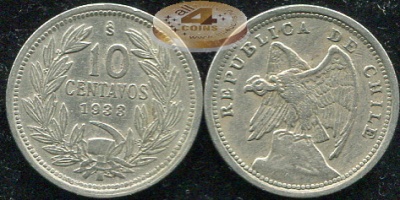 Чили. 10 центаво. 1933 (aXF)