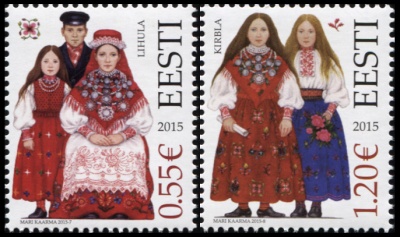 Эстония. 2015. Костюмы волостей Лихула и Кирбла (Серия Почтовых марок. MNH OG)