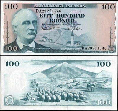 Исландия. 100 крон (Unc) 1961