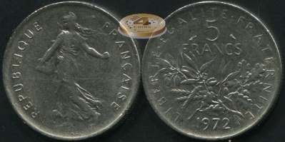 Франция. 5 франков. 1972 (XF)