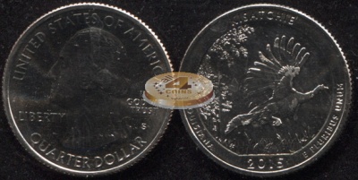 США. Монета 25 центов [Квотер]. 2015.S (KM#598. Unc) Kisatchie [Louisiana]