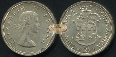 ЮАР. 2 шиллинга. 1957 (XF/aUnc. Серебро)