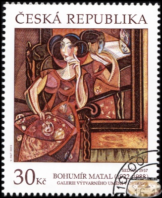 Чехия. 2015. Сидящая. 1957. Богумир Матал [1922-1988] (Почтовая марка. CTO Гашеная)