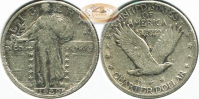 США. 25 центов (Квотер). 1929 (XF. Серебро)