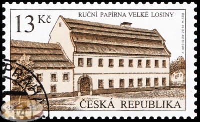 Чехия. 2014. Ручная бумажная фабрика в Вельке Лосины (Почтовая марка. CTO Гашеная)