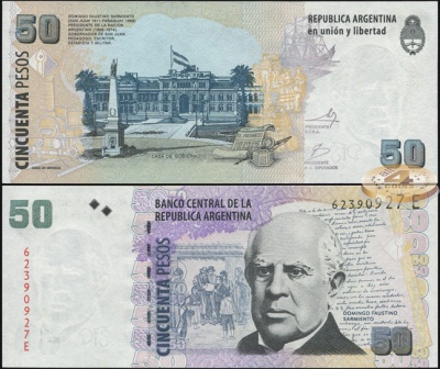 Аргентина. Банкнота 50 песо. ND(2011). Unc. Бумага. Кат.# P.356 [Serie E]