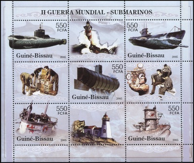 Гвинея-Биссау. 2005. Подводные лодки Второй Мировой войны (М.Лист. MNH OG)