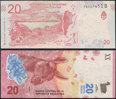 Аргентина. Банкнота 20 песо. ND(2017). Unc. Бумага. Кат# P.361a