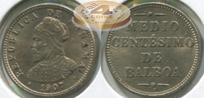 Панама. Монета 1/2 сентесимо. 1907 (KM#6. Unc)