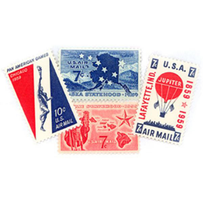 США. Набор марок авиапочты. 1959 (4 шт., Негашенные)