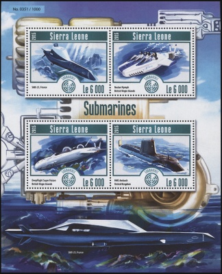 Сьерра Леоне. 2015. Подводные лодки. Выпуск 1 (Блок. MNH OG)