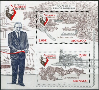 Монако. 2023. Столетие Ренье III: Порт Эркюль (Почтовый блок. MNH OG)
