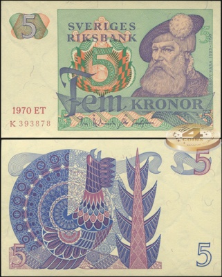 Швеция. 5 крон (Unc) 1970