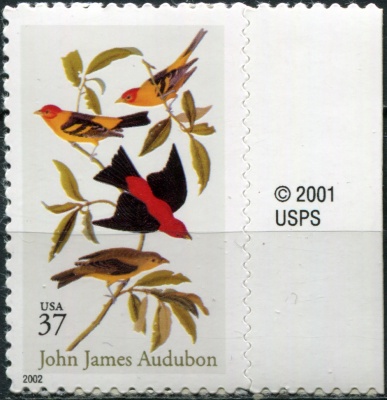 США. 2002. Искусство Джона Джеймса Одюбона (Почтовая марка. MNH OG)