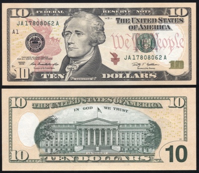 США. 10 долларов (Unc) 2009.A