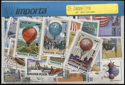 Воздушные шары и Дирижабли. Набор почтовых марок (25 шт. Ассорти)