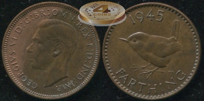 Великобритания. 1 фартинг. 1945 (Unc)