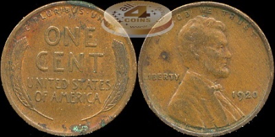США. 1 цент. 1920 (XF)