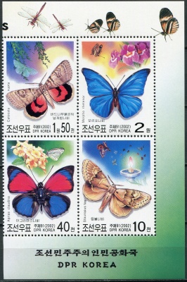 КНДР. 2002. Бабочки (I) (Квартблок. MNH OG)