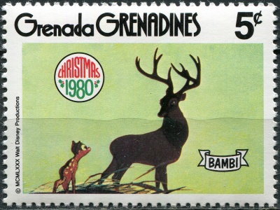 Гренада Гренадины. 1980. Бэмби и Великий князь леса (Почтовая марка. MNH OG)