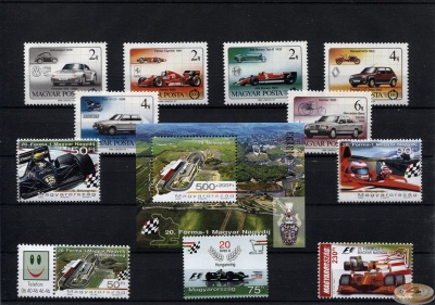 Венгрия. Тематический набор. Гоночные Автомобили (12 шт., MNH OG) 1986-2005-06-10