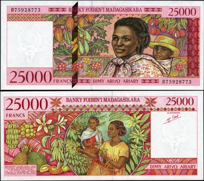 Мадагаскар. 25000 франков (Unc) 1988