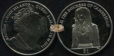 Британские Виргинские о-ва. Монета 1 доллар. 2012 (KM#NL. Unc) Кейт Миддлтон
