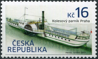 Чехия. 2017. Колесный пароход „Прага“ (1865 г.) (Почтовая марка. MNH OG)