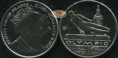 Британские Виргинские о-ва. Монета 1 доллар. 2012 (KM#NL. Unc) Олимпиада. Спортивная гимнастика