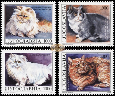 Югославия. 1992. Домашние кошки (Серия. MNH OG)