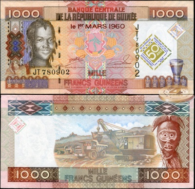 Гвинея. 1000 франков (Unc) 2010
