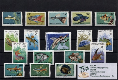 Венгрия. Тематический набор. Рыбы (17 шт., MNH OG) 1962-79-87
