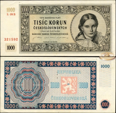 Чехословакия. 1000 крон (Unc-) 1945