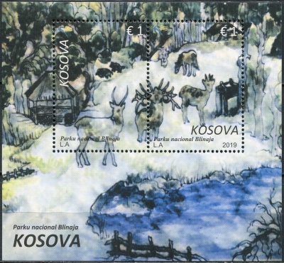 Косово. 2019. Зимний пейзаж с дикой природой (Почтовый блок. MNH OG)