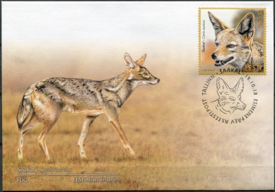 Эстония. 2018. Обыкновенный шакал (Canis aureus) (Конверт Первого Дня. Mint)