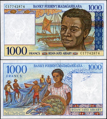 Мадагаскар. 1000 франков (Unc) 1998