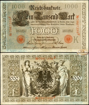Германия [Кайзер рейх]. 1000 марок (VF) 1910