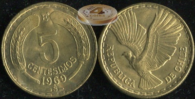 Чили. Монета 5 центезимо. 1969 (KM#190. Unc)