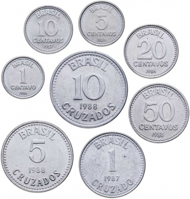 Бразилия. Набор №6 (8 монет)  1986-88