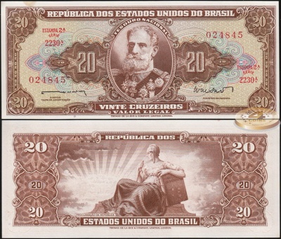 Бразилия. 20 крузейро (Unc) 1962