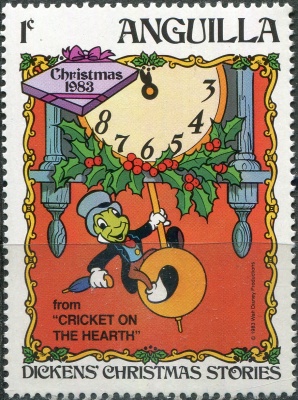 Ангилья. 1983. Джимини на часах (из "Пиноккио") (Почтовая марка. MNH OG)