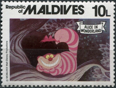 Мальдивы. 1980. Чеширский кот (Почтовая марка. MNH OG)