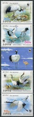 КНДР. 2014. Японский журавль (Grus japonensis) (II) (Сцепка. MNH OG)