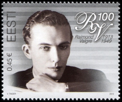 Эстония. 2013. 100 лет со дня рождения Раймонда Валгре (Почтовая марка. MNH OG)