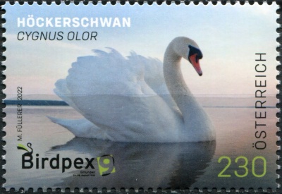Австрия. 2022. Birdpex 2022. Лебедь-шипун (Cygnus olor) (Почтовая марка. MNH OG)