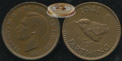 Великобритания. 1 фартинг. 1941 (aUnc)