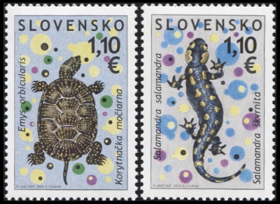 Словакия. 2009. Огненная Саламандра и Европейская Болотная Черепаха (Серия. MNH OG)